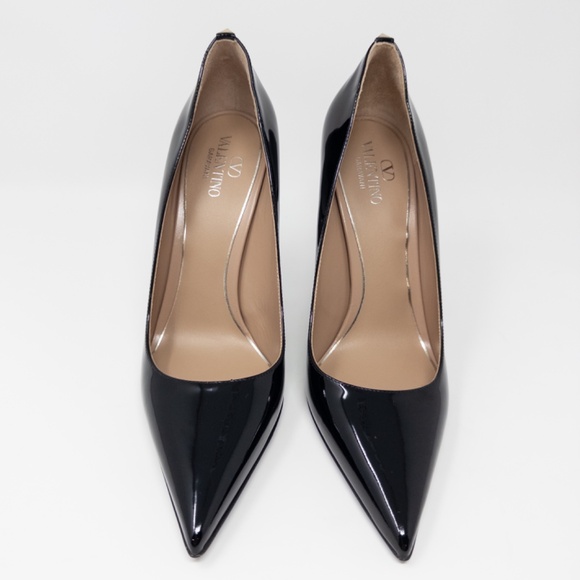 Valentino Garavani Rockstud Patent Leather Black Pumps Stiletto Size 40 EU 10 US - Picture 4 of 9